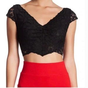 Free People Black Lace Love Brami Crop Top Size XS